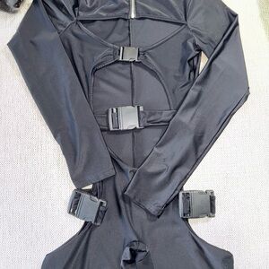 Black Buckle Detail Jumpsuit